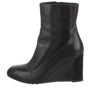 Tod's - Black Wedge Leather Booties